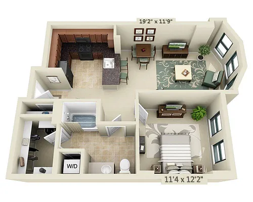 Floor plan One Bedroom A1G