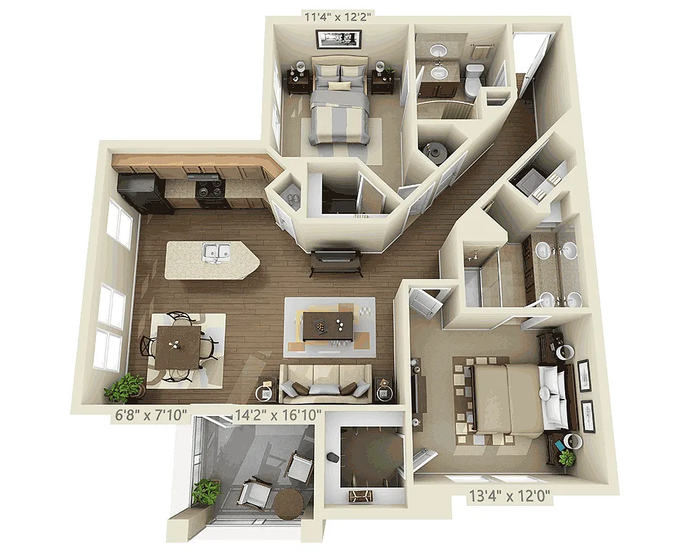 Floor plan Two Bedroom B2A-WHU