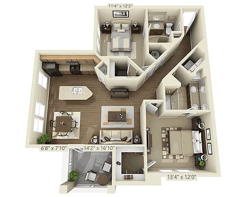 Floor plan Two Bedroom B2A