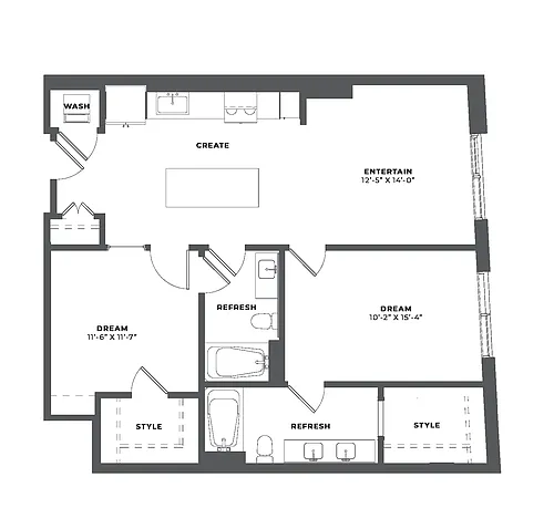 Floor plan 1 Bed Den/2 Bath-BJ2