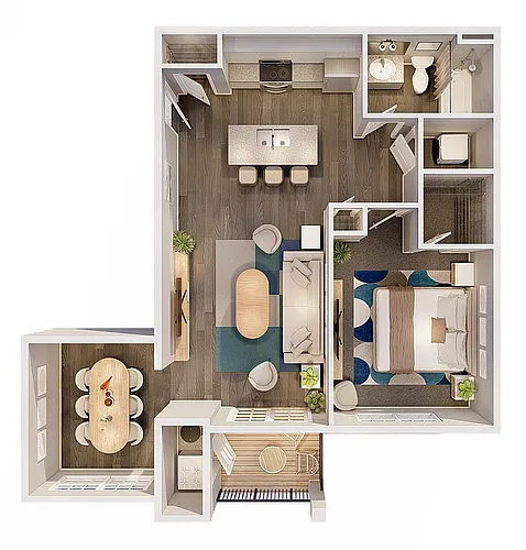 Floor plan 1 Bedroom 1 Bathroom w/Den