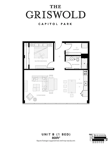 Floor plan 1 Bed 1 Bath "B"