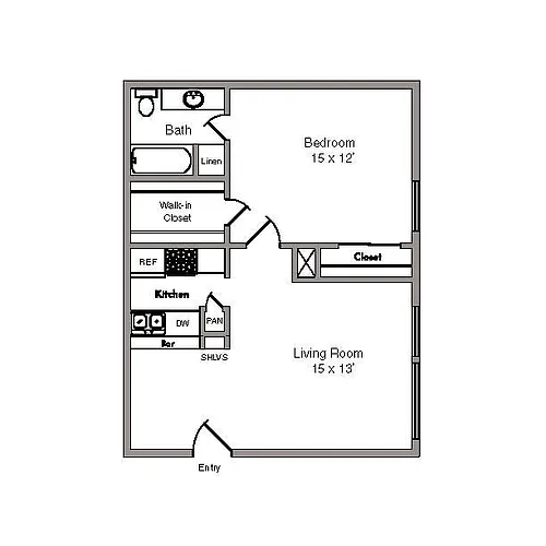 Floor plan 1X1 D