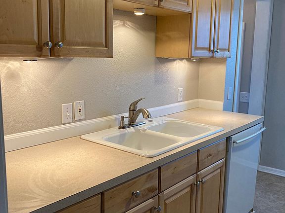 Kitchen with undercounter lights, dishwasher