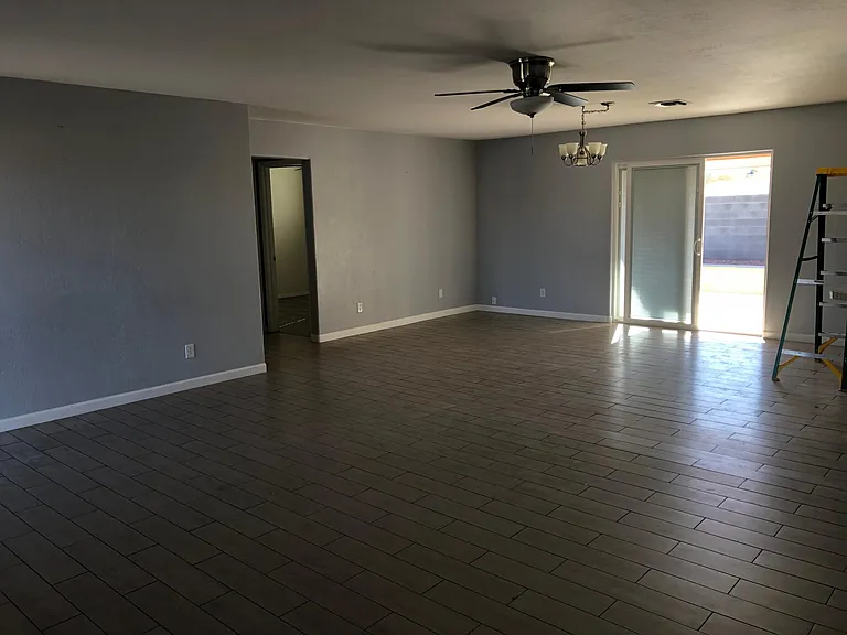 Large dining area and sliding glass door to the back yard