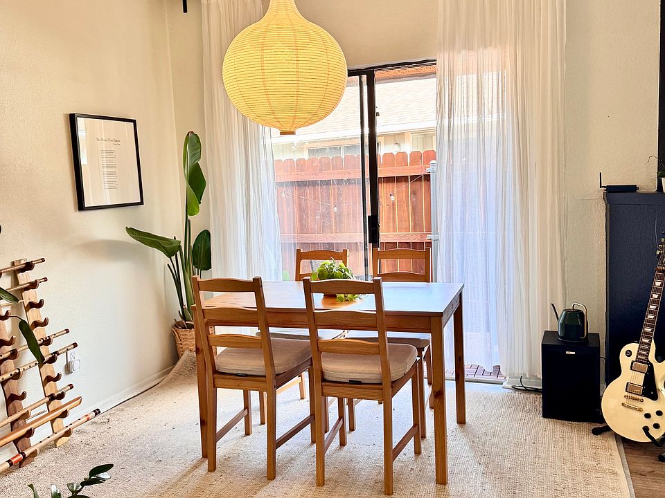 View from the kitchen to the dining room area