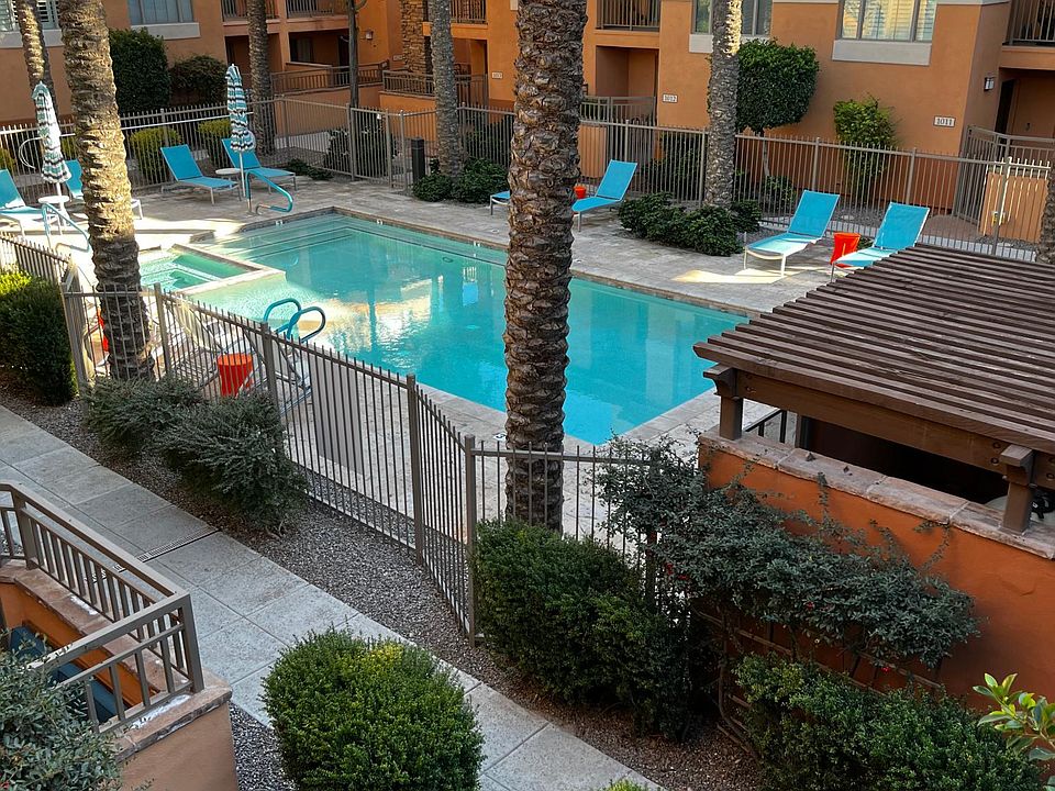Patio overlooks pool& spa