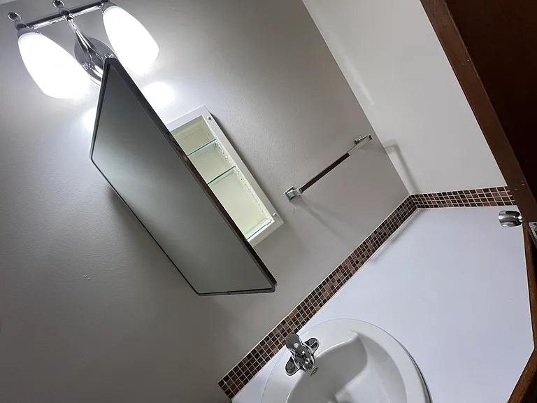 medicine cabinet , 4 drawers and cupboard below sink vanity , lots of storage