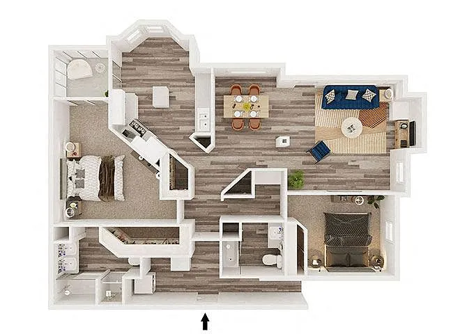Floor plan B2 - attached 1 car garage
