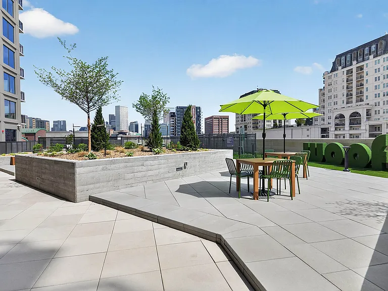 Outdoor courtyard near the dog park amenity