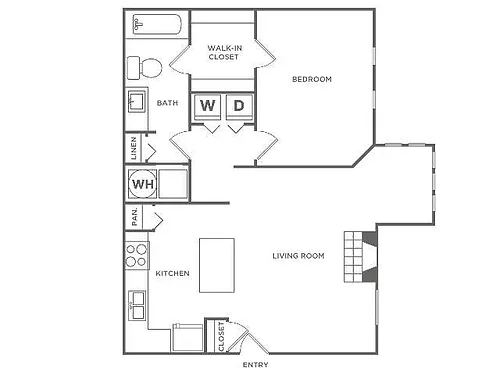 Floor plan Birch (800 SF)
