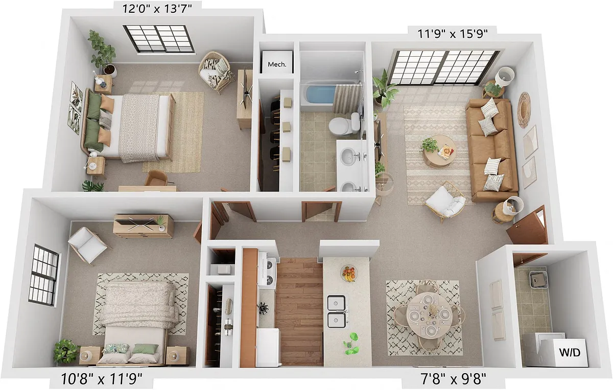 Floor plan Two Bedroom Mulberry