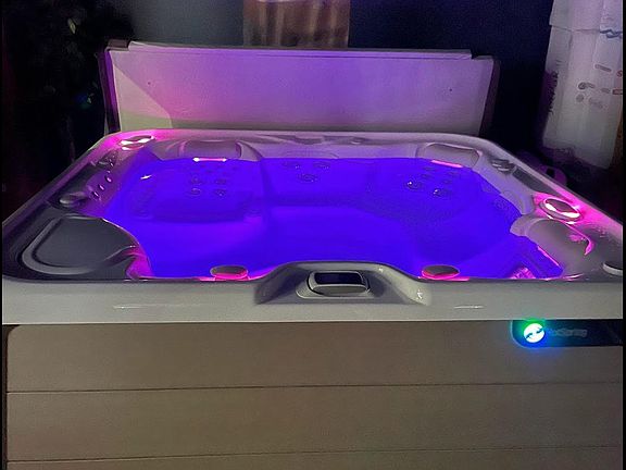 New hot tub + with LED lights and bluetooth speakers!