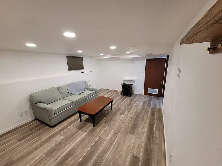 Living area and gas fireplace.