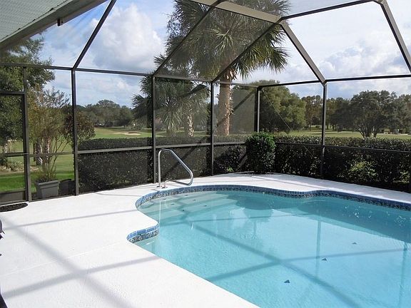 Pool, birdcage and 18th fairway.