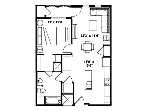 Floor plan 1X1 D
