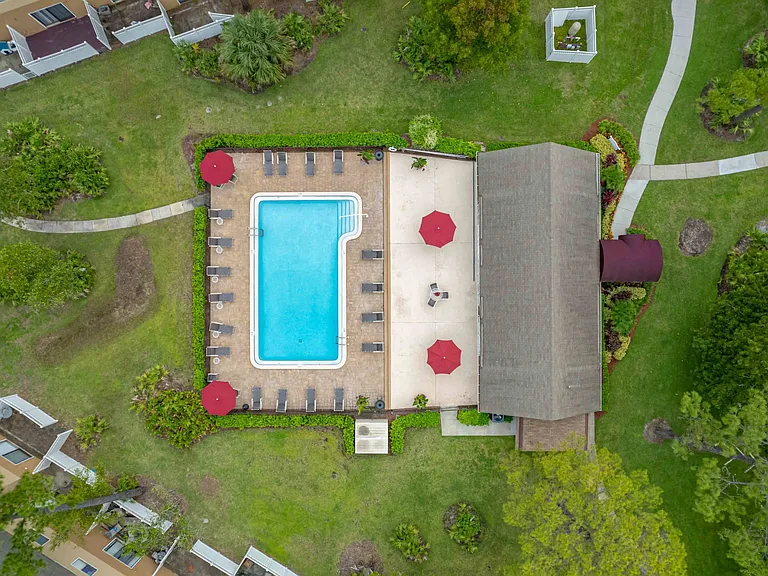 Clubhouse and Pool Ariel View