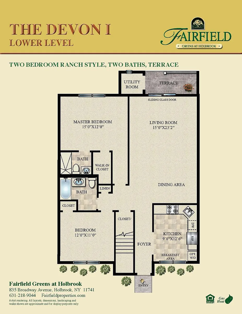 Floor plan 2BR 2BTH DEVON I LOWER