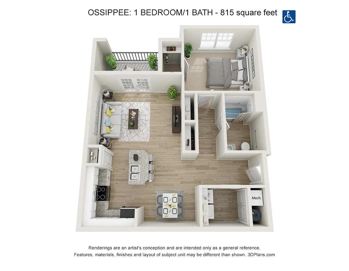 Floor plan 1 Bdrm 1 Bath