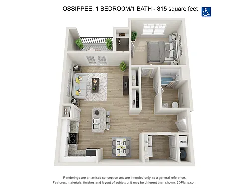 Floor plan 1 Bdrm 1 Bath