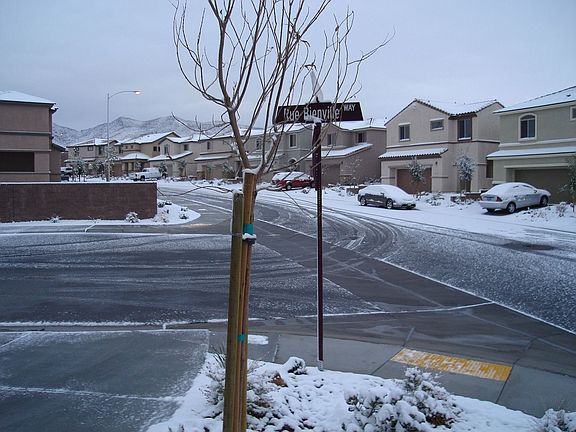 Front view on a snowy day