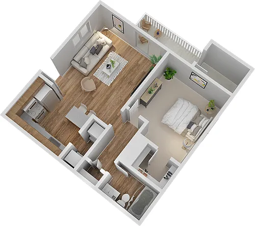 Floor plan 1x1 Downstairs - with Washer and Dryer