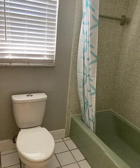 Tub and shower in guests' bathroom