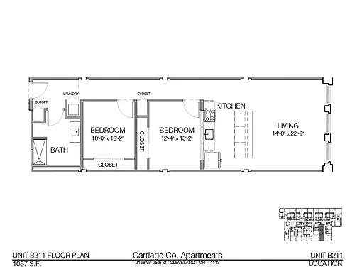 Floor plan c2-1087 - 2 bed, 1 bath