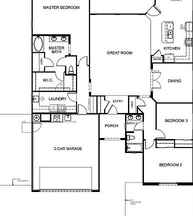This floorplan is 2,263 sq. ft. with 3 bedrooms and 2 baths.