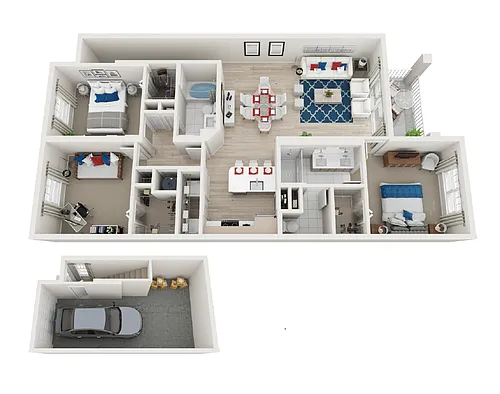 Floor plan C3-3BR-2BA-1393-1418sf-garage