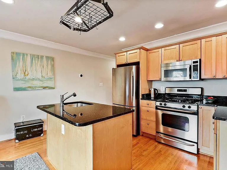 Stainless steel appliances and granite countertops