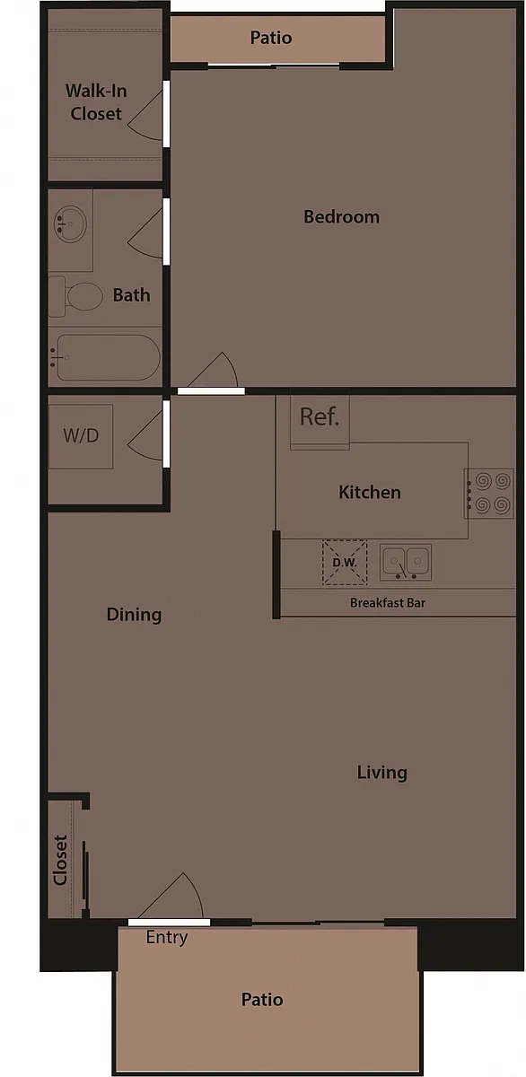 Floor plan One Bedroom and One Bath