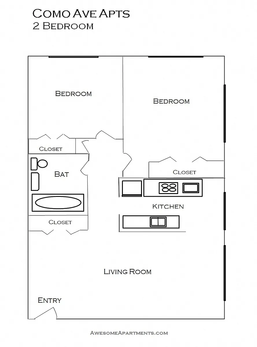 Floor plan 2 Bedrooms 1 Bath