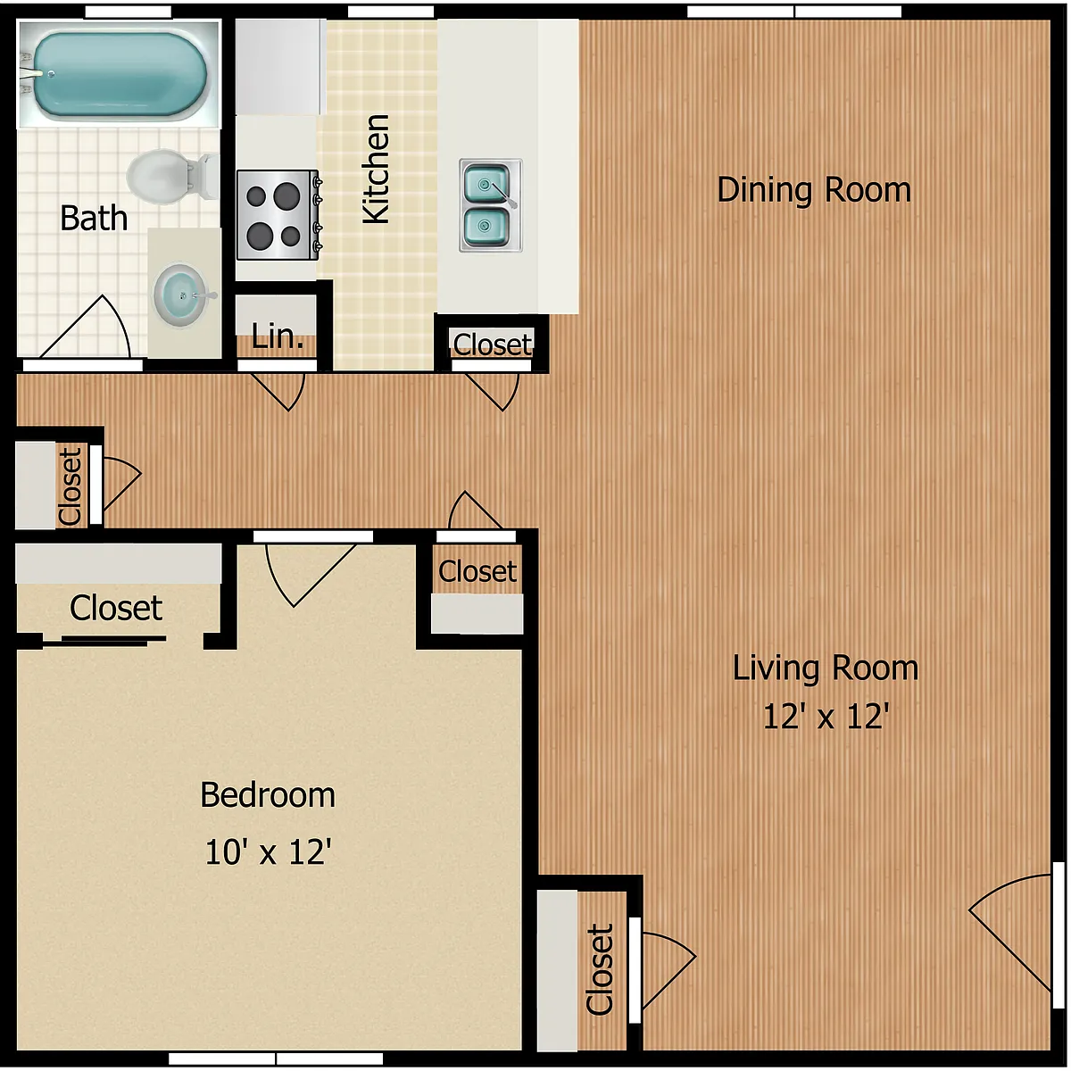 Floor plan 1 Bedroom 1 Bath