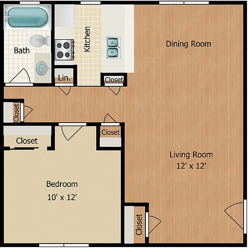 Floor plan 1 Bedroom 1 Bath