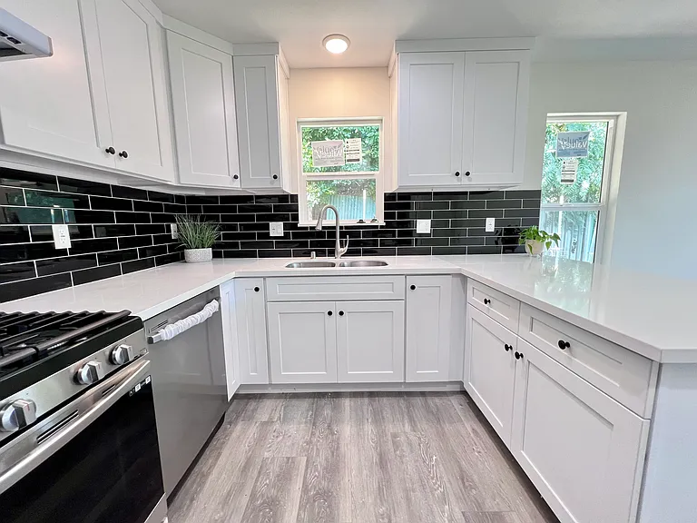 modern kitchen with stainess steel appliances