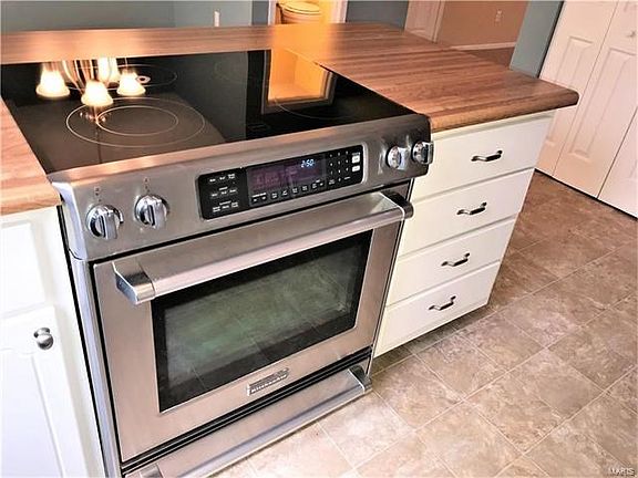 Kitchen stainless electric smooth top range.