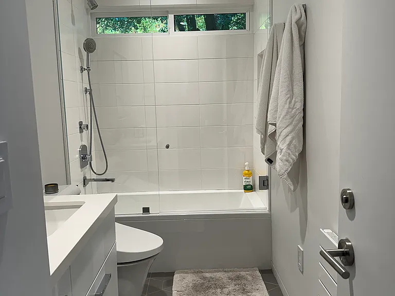 Modern full shared bathroom with tub/shower