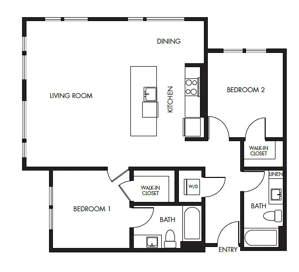 Floor plan 2 Bed 2 Bath Podium - 1108