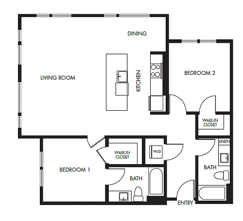 Floor plan 2 Bed 2 Bath Podium - 1108