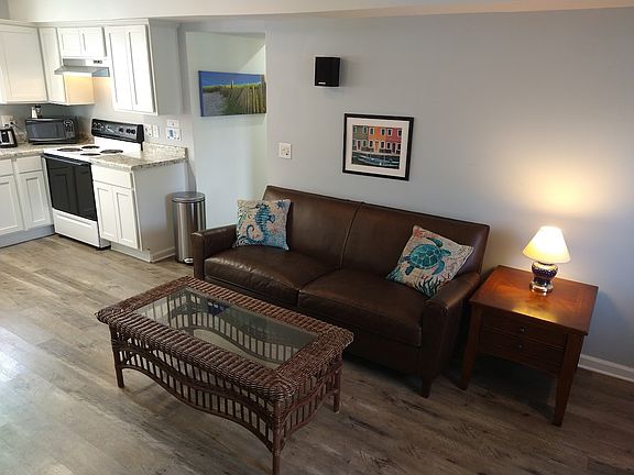 Open concept kitchen and living area.