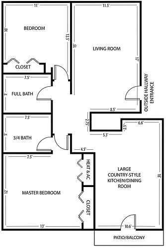 Floor plan 2 Bed 2 Bath