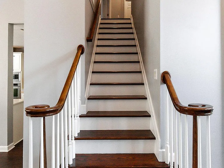 Newly replaced wooden stairs