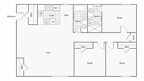 Floor plan Three Bedroom