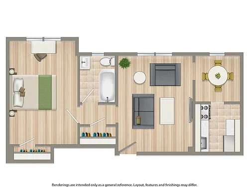 Floor plan 1 Bedroom B
