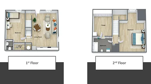 Floor plan 2 Bedroom, 1.5 Bathroom Partial Renovated