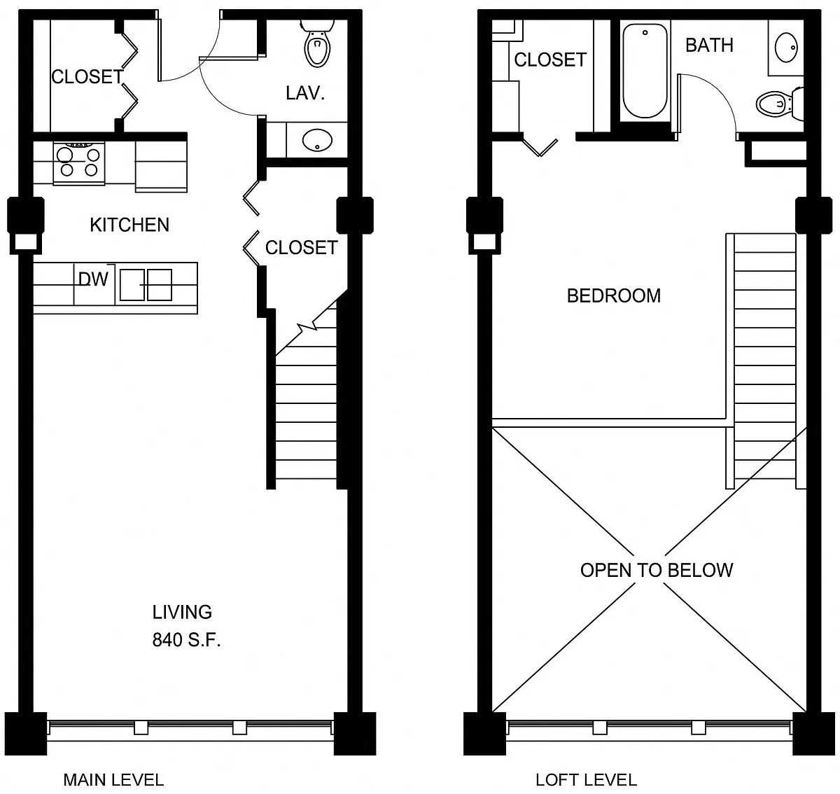 Floor plan 1 Bed/1.5 Bath Loft-P AL3