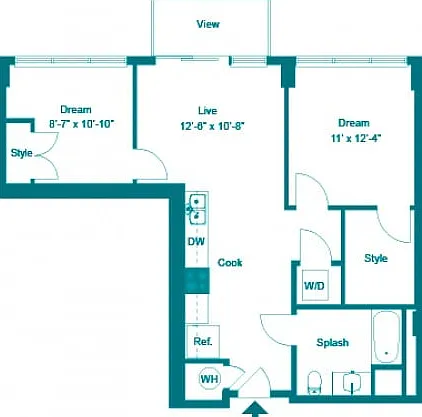 Two Bedroom One Bath (802 SF) Two Bedroom One Bath (802 SF)