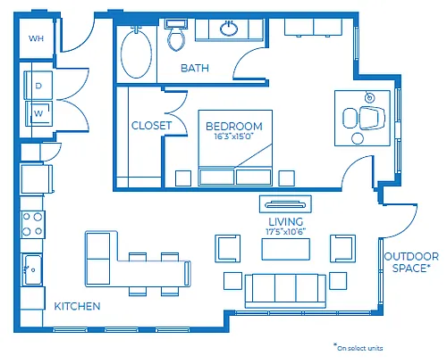Floor plan A6 | 1 Bed | 1 Bath | 80