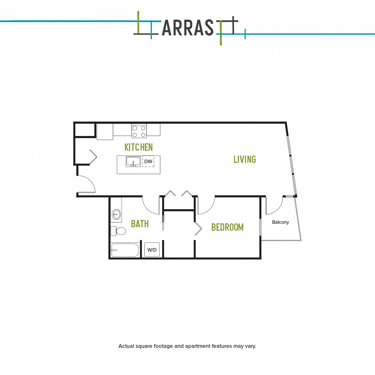 Floor plan One Bed One Bath K 3
